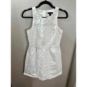 J.Crew Small White Cotton Eyelet Trim Pique Sleeveless Fit & Flare Dress Classic